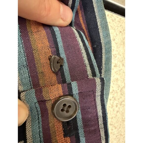 Evan Picone Shaket Blouse Sz 1 X Striped Long Sleeve Boho Western Crop Top - Picture 6 of 13